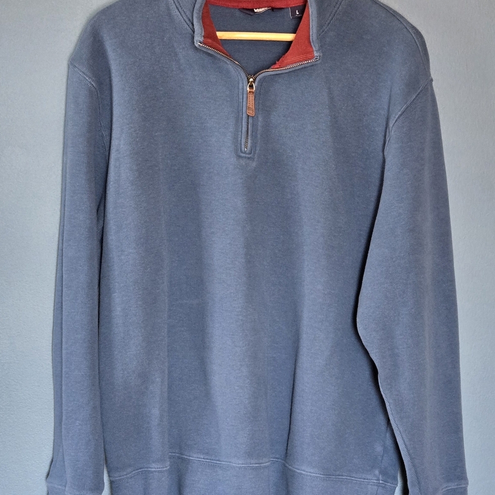 Lands' End Men's Blue Quarter-Zip Sweater